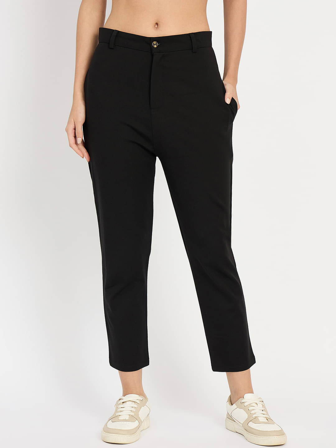     			Camey Women Polyester Casual Trousers ( Black )