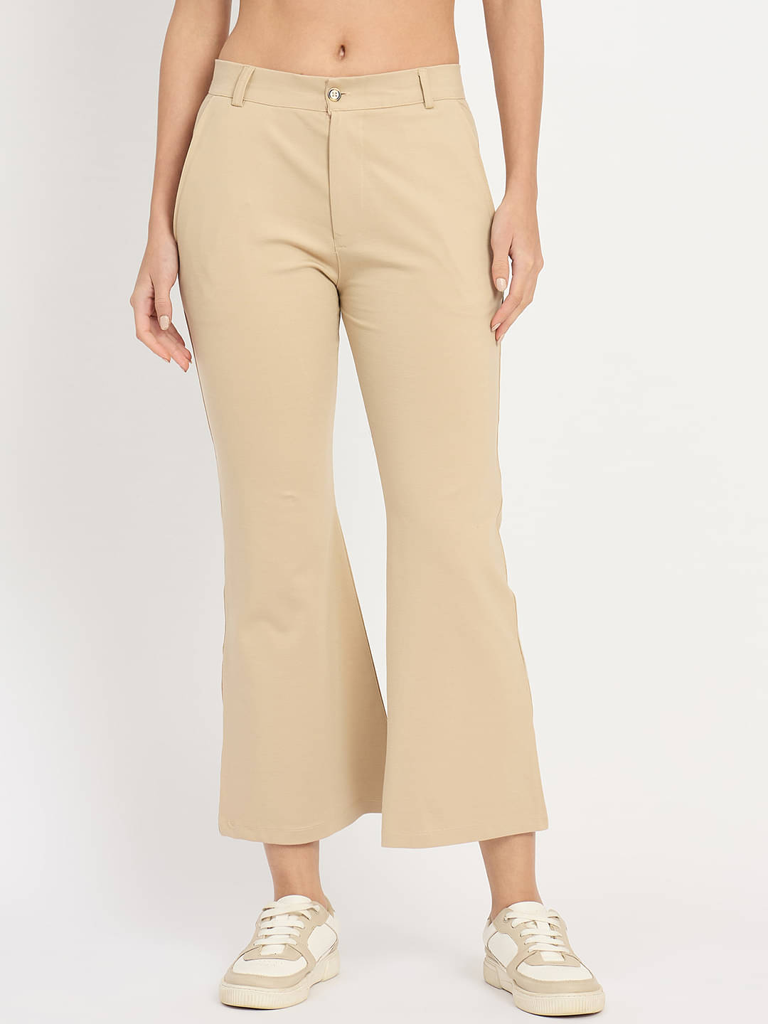     			Camey Women Polyester Wide Leg Trousers ( Khaki )