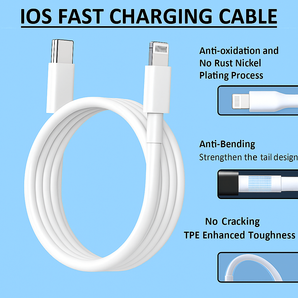     			Durable 20W USB-C to Fast Charging Cable for IOS Cable14/13/12/11 Pro/Max/Plus | Cable Only