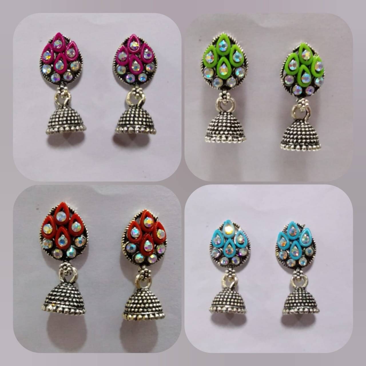 EARRINGS STYLISH AND ATTRACTIVE Multi Color Jhumki Earrings ( Pack of 4 ) EARRINGS STYLISH AND ATTRACTIVE Multi Color Jhumki Earrings ( Pack of 4 )