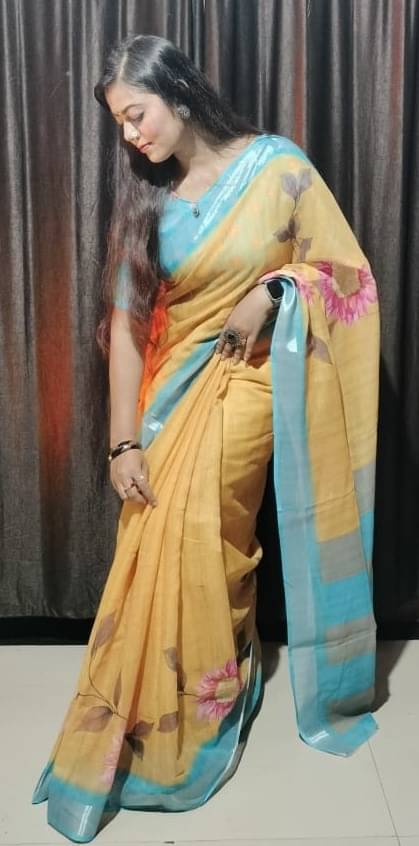     			Ethnic Trendz Cotton Printed Regular Saree With Unstitched Blouse Piece ( Yellow )