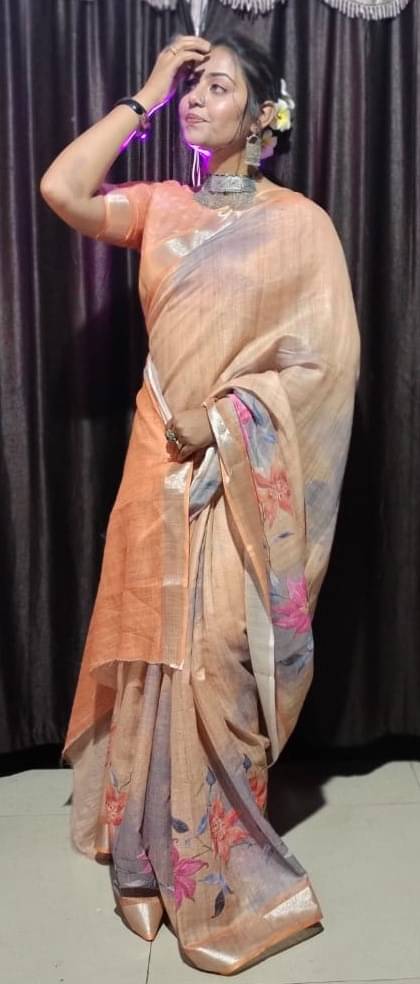    			Ethnic Trendz Cotton Printed Regular Saree With Unstitched Blouse Piece ( Orange )