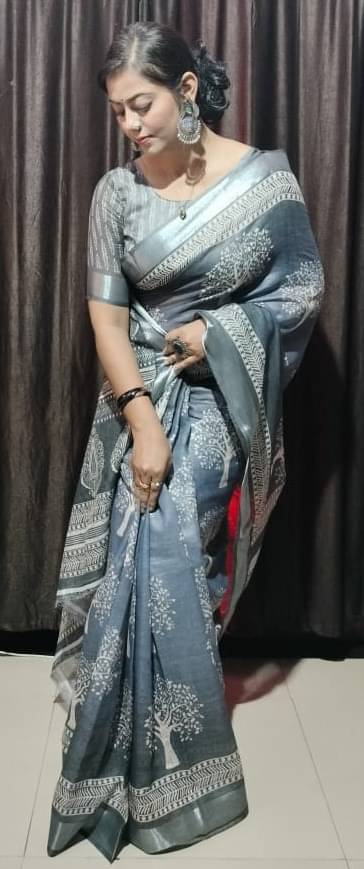     			Ethnic Trendz Cotton Printed Regular Saree With Unstitched Blouse Piece ( Grey )