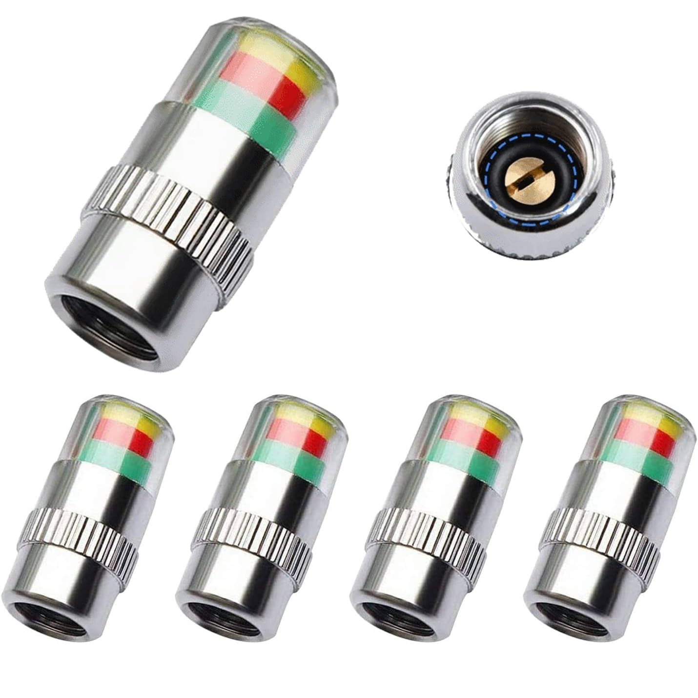     			FLORISELL Tyre Valve Caps Pressure Indicator Set of 4