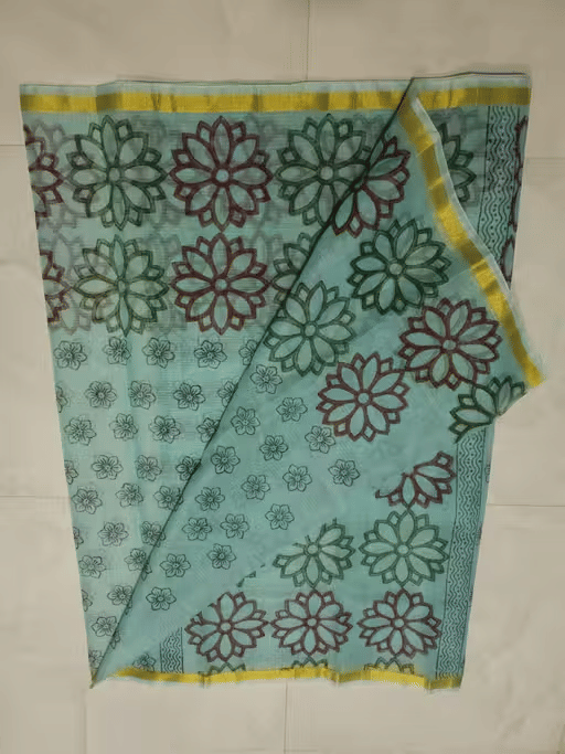     			GAURAV GOYAL Cotton Printed Regular Saree With Unstitched Blouse Piece ( Beige,Blue )