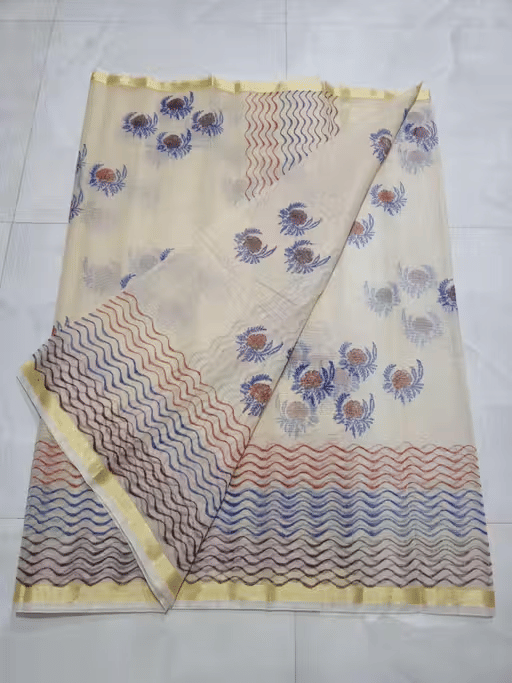     			GAURAV GOYAL Cotton Printed Regular Saree With Unstitched Blouse Piece ( Beige )