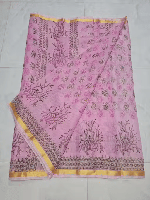     			GAURAV GOYAL Cotton Printed Regular Saree With Unstitched Blouse Piece ( Pink )