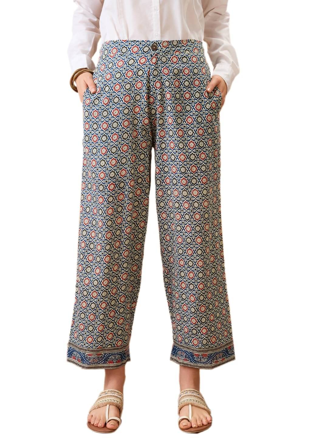     			Globus Women Cotton Blend Casual Trousers ( Indigo )