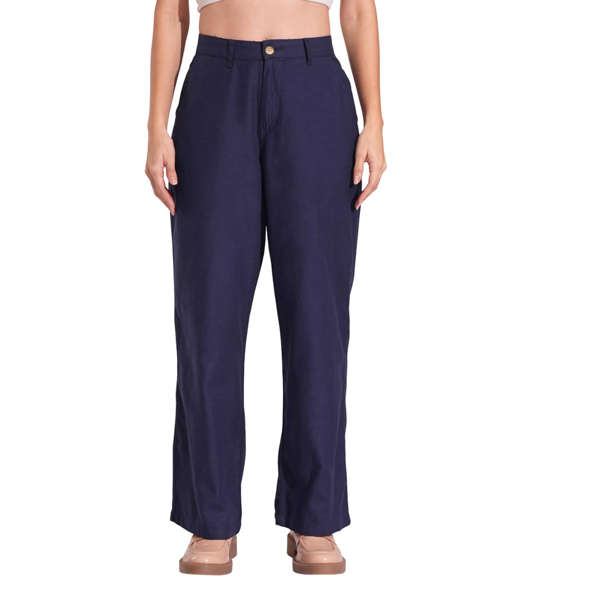     			Globus Women Cotton Blend Casual Trousers ( Blue )