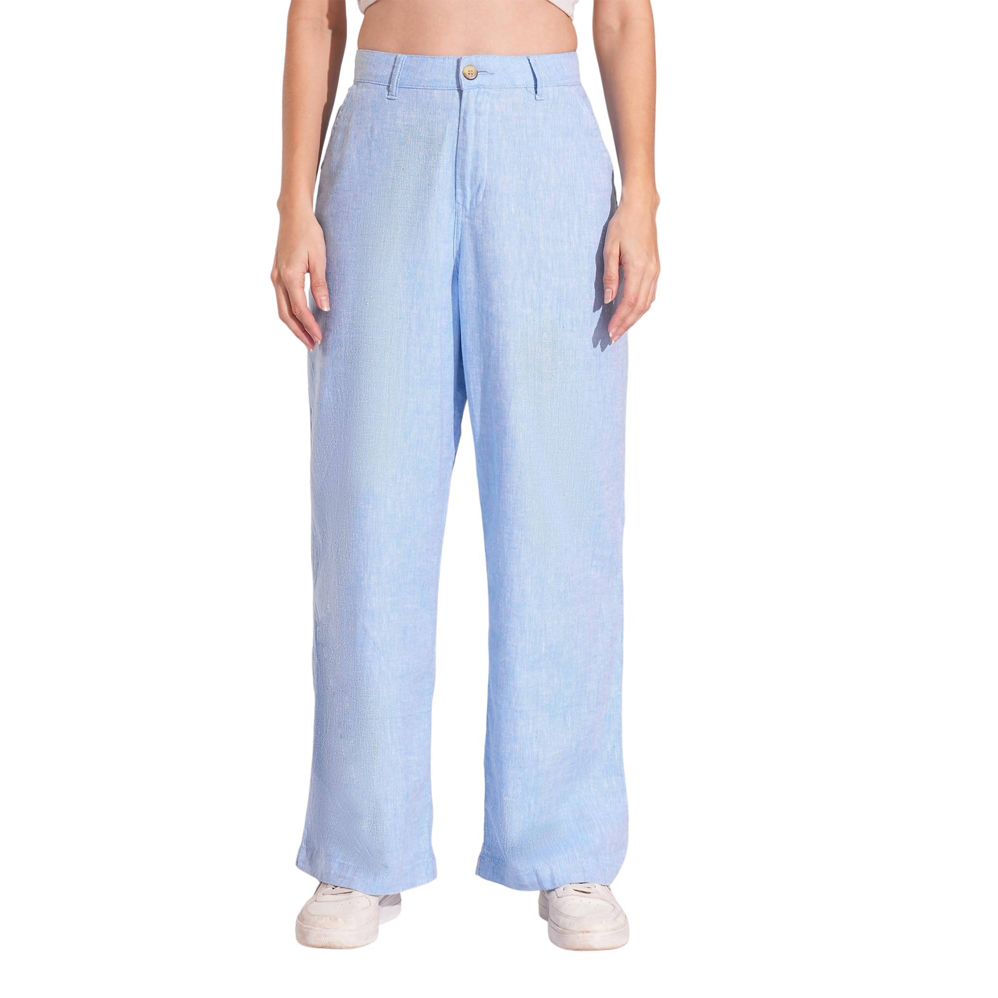     			Globus Women Cotton Blend Casual Trousers ( Blue )