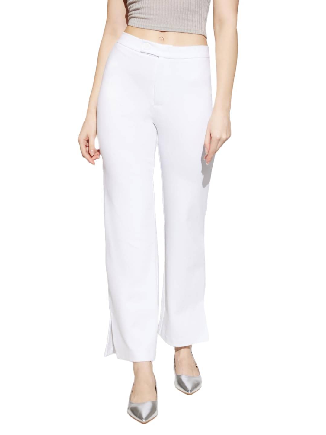     			Globus Women Cotton Blend Casual Trousers ( White )
