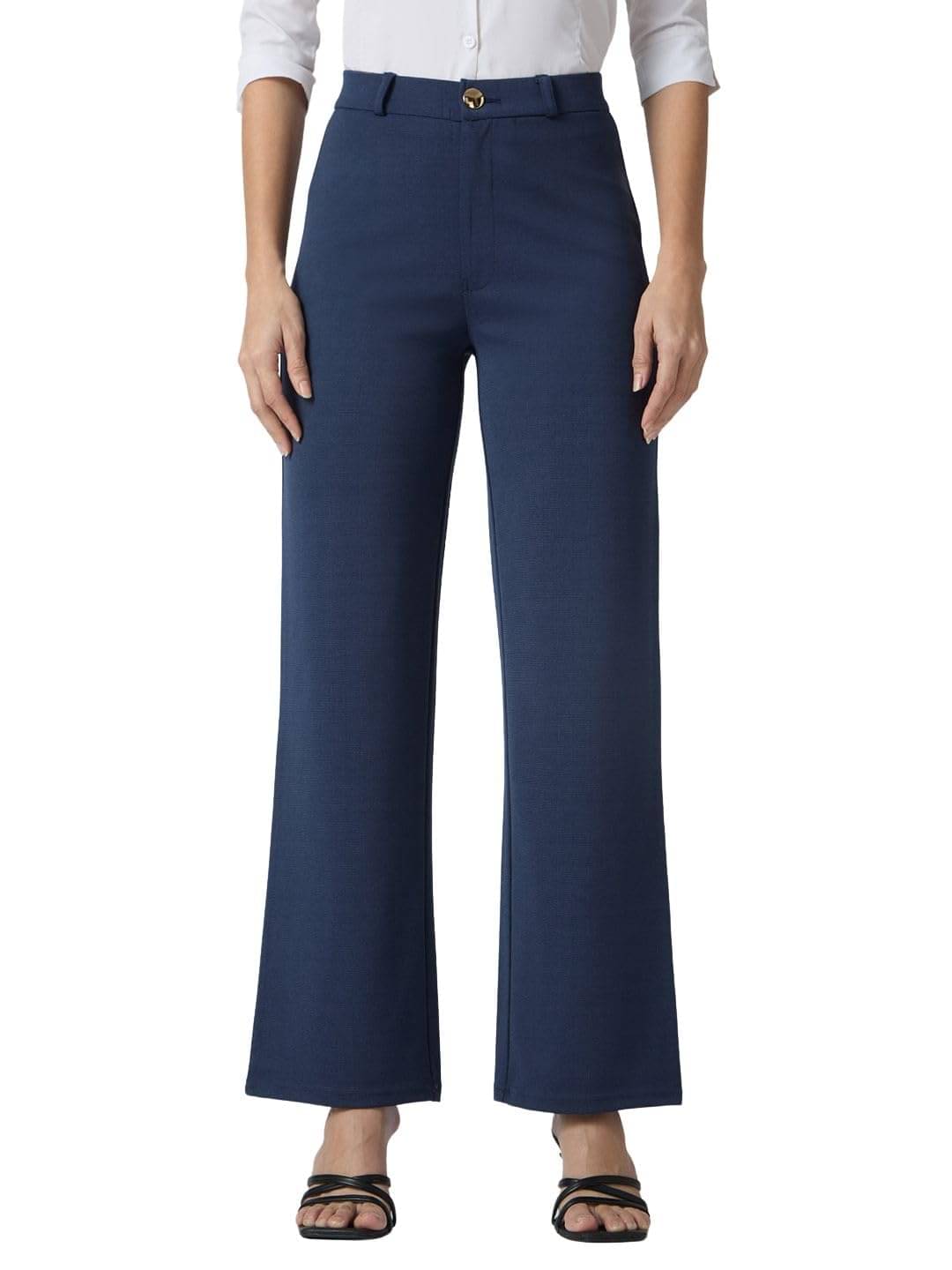     			Globus Women Cotton Blend Casual Trousers ( Navy )