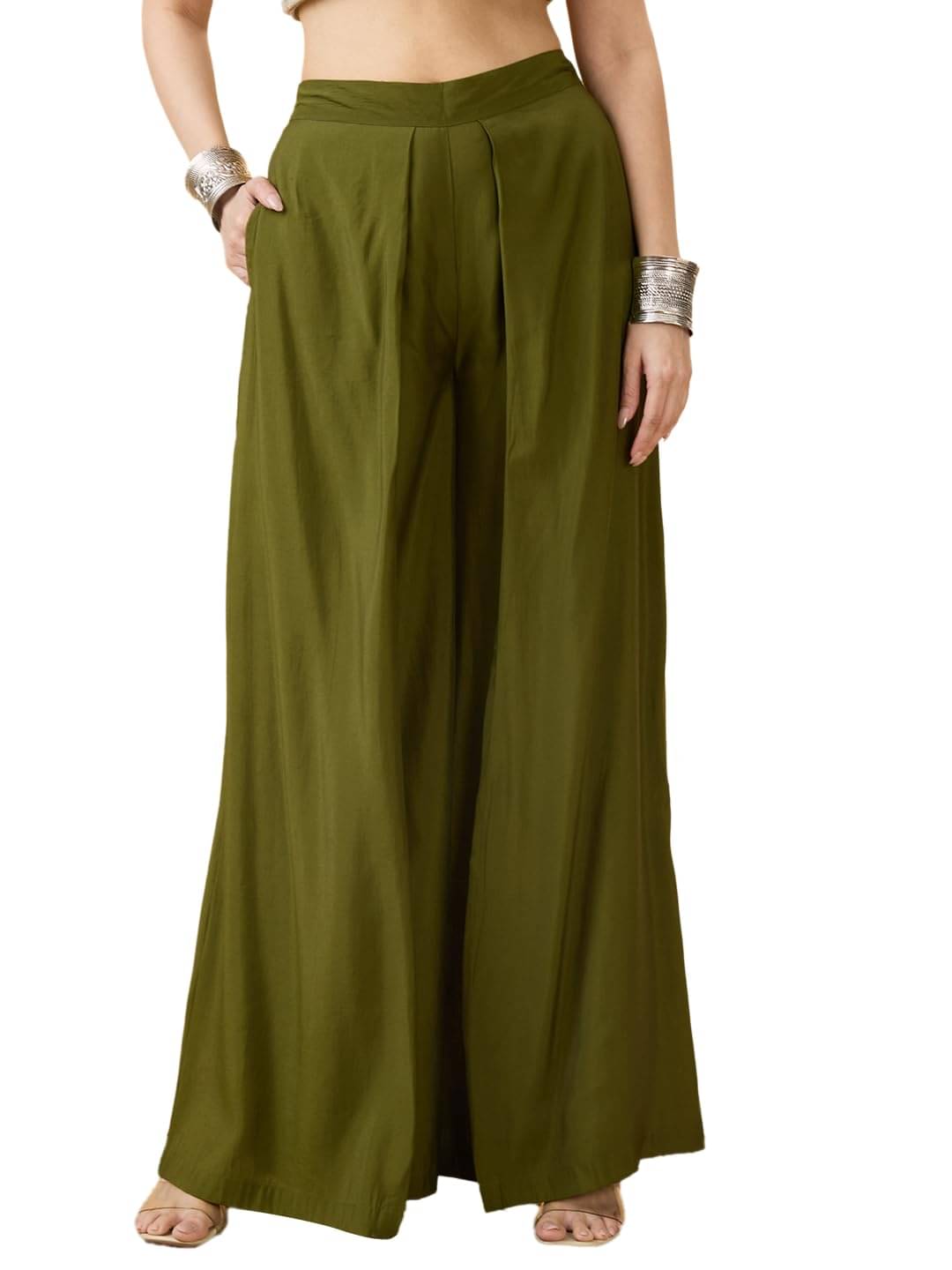     			Globus Women Lycra Casual Trousers ( Green )