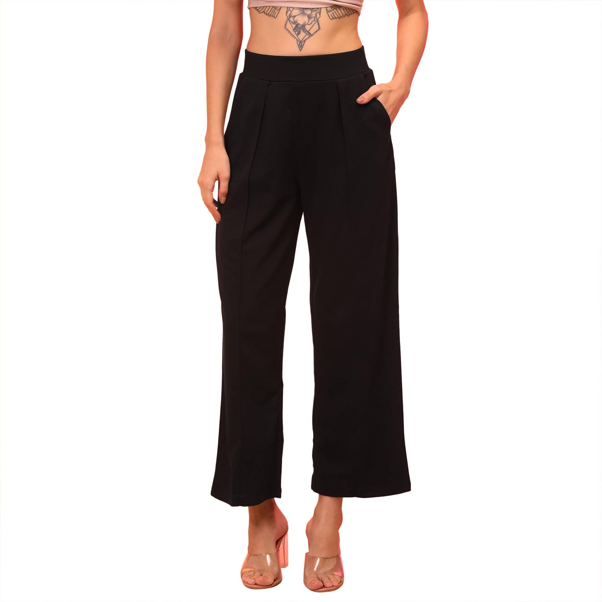     			Globus Women Rayon Blend Casual Trousers ( Black )