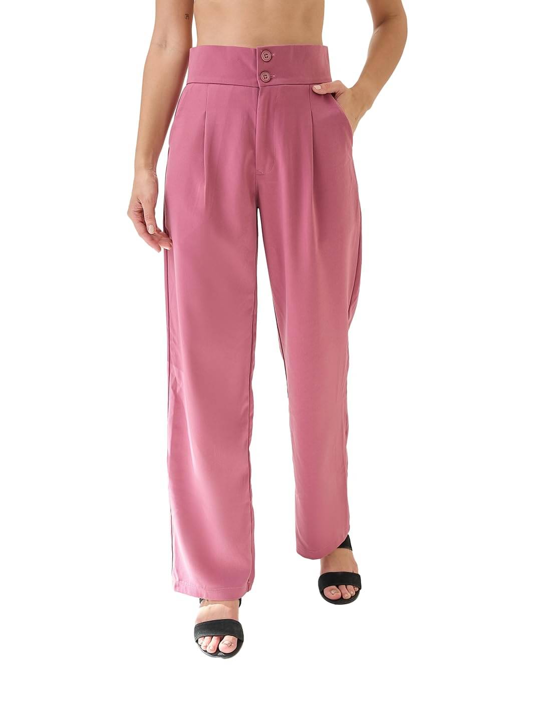     			Globus Women Rayon Blend Casual Trousers ( Pink )