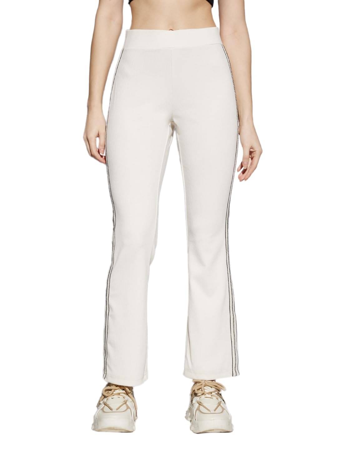     			Globus Women Rayon Blend Casual Trousers ( Off White )