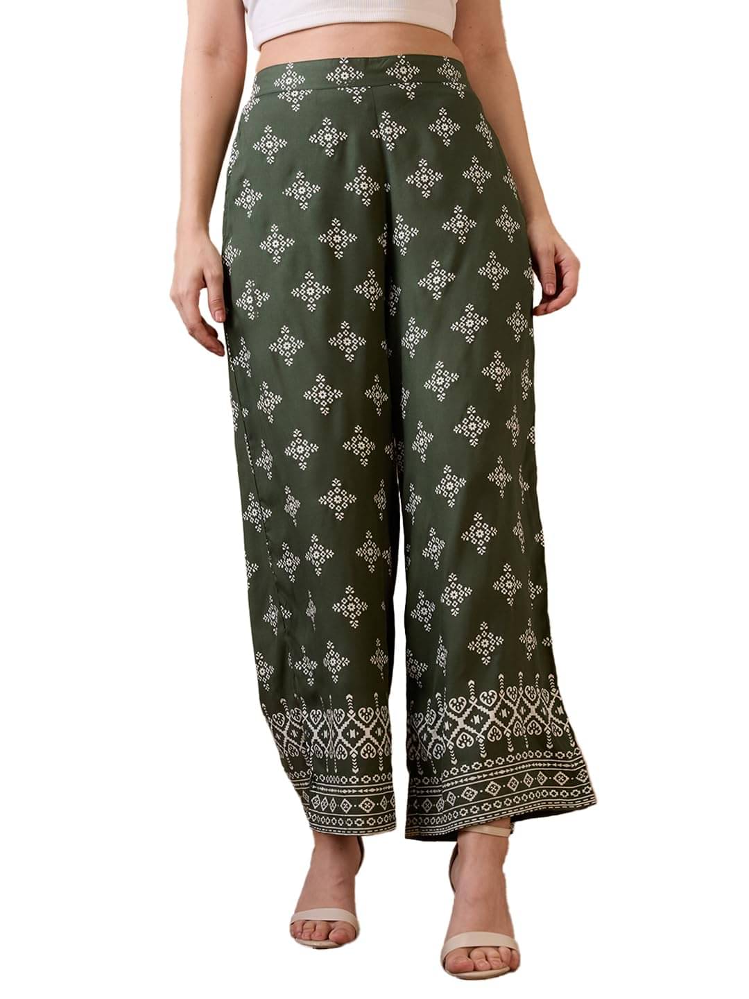     			Globus Women Silk Casual Trousers ( Green )