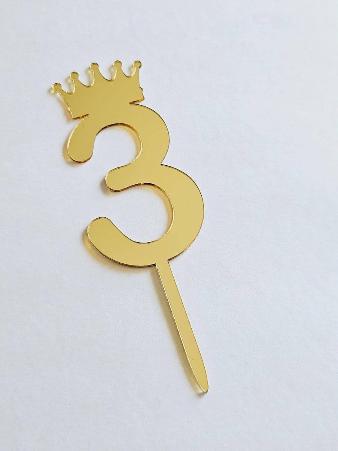    			Gold Acrylic Number Cake, Cupcake Topper for Birthday, Wedding Anniversary Celebrations, Single Piece (3)