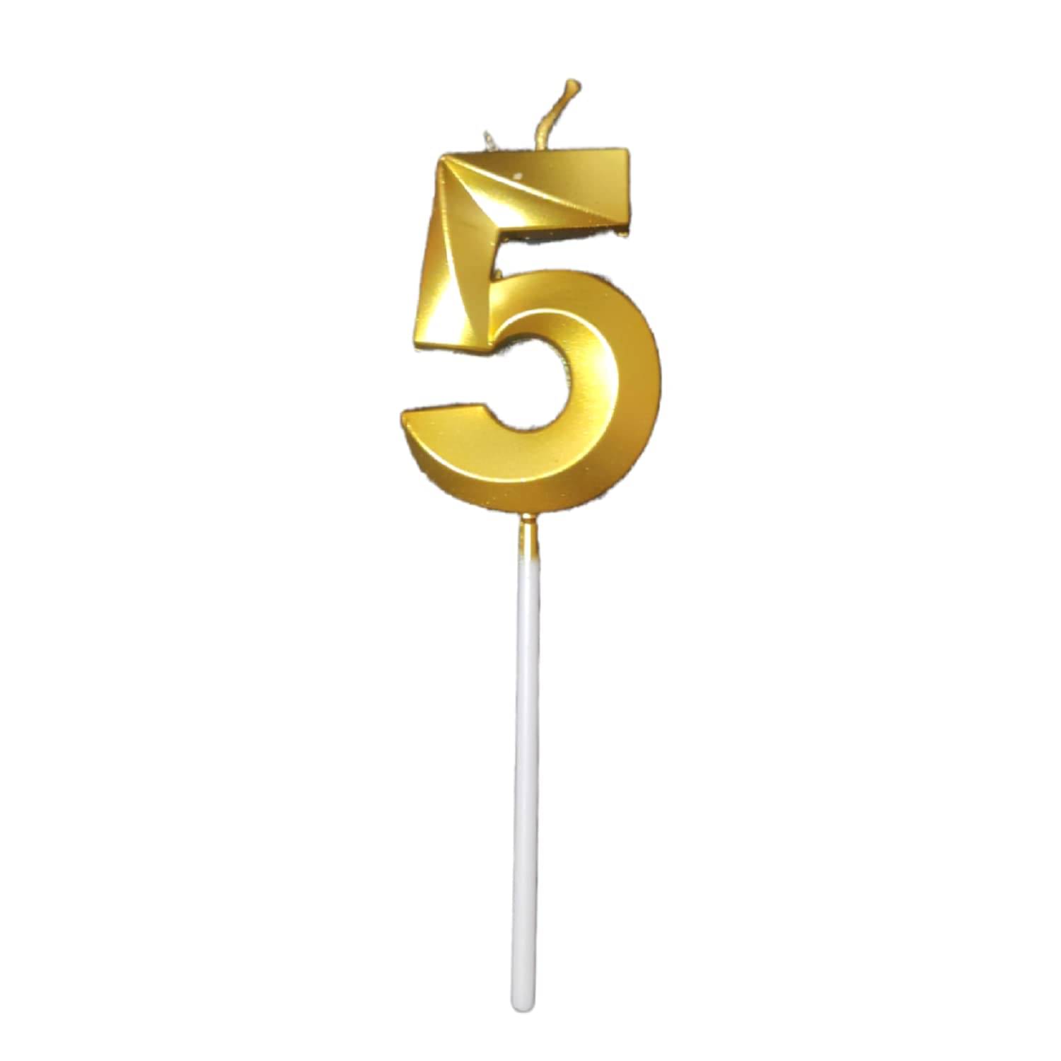     			Gold Number Metallic Candle - Perfect for Birthday, Anniversary & All Special Occasion Party Cake Decoration (Pack of 1) (5)