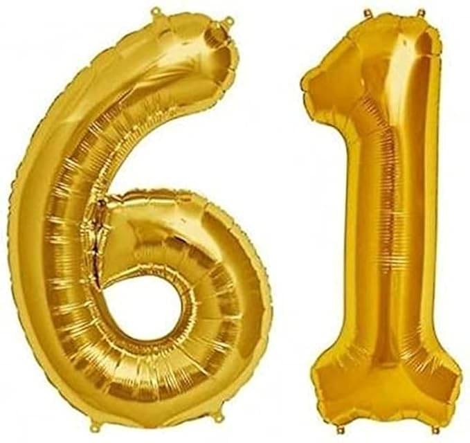     			Golden Number Foil Balloon-16-Inch – Ideal for Birthday Decor, Anniversaries, Parties, Weddings, Farewells – Personalize with Names or Custom Messages Using Number Balloons (Pack of 2) (Golden, 6 & 1)