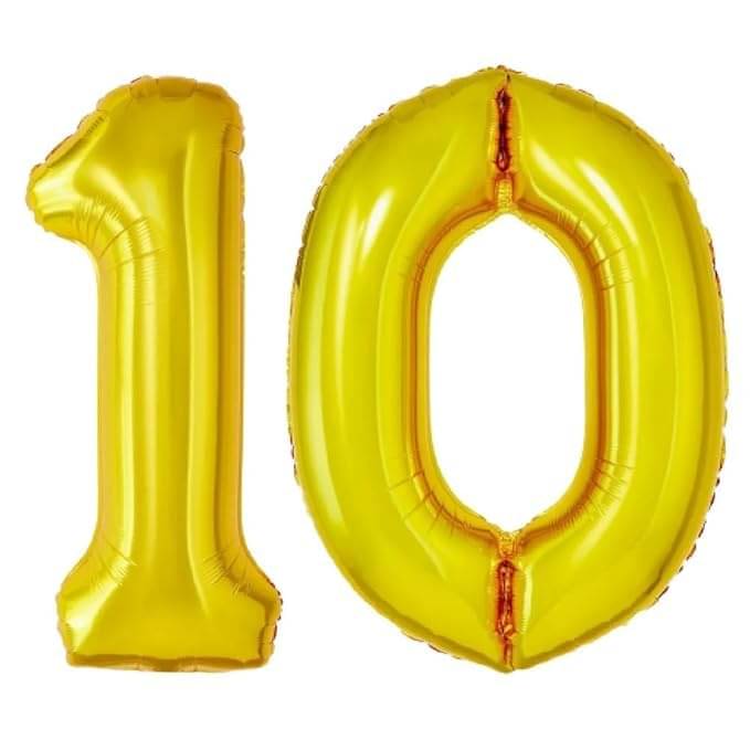     			Golden Number Foil Balloon-16-Inch – Ideal for Birthday Decor, Anniversaries, Parties, Weddings, Farewells – Personalize with Names or Custom Messages Using Number Balloons (Pack of 2) (Golden, 1 & 0)