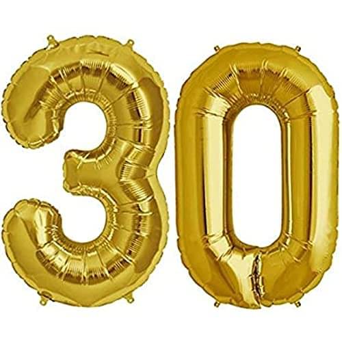     			Golden Number Foil Balloon-16-Inch – Ideal for Birthday Decor, Anniversaries, Parties, Weddings, Farewells – Personalize with Names or Custom Messages Using Number Balloons (Pack of 2) (Golden, 3 & 0)