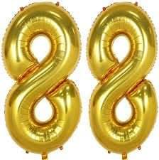     			Golden Number Foil Balloon-16-Inch – Ideal for Birthday Decor, Anniversaries, Parties, Weddings, Farewells – Personalize with Names or Custom Messages Using Number Balloons (Pack of 2) (Golden, 8 & 8)