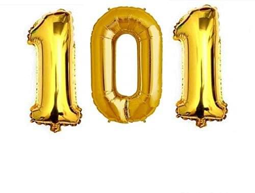     			Golden Number Foil Balloon-16-Inch – Ideal for Birthday Decor, Anniversaries, Parties, Weddings, Farewells – Personalize with Names or Custom Messages Using Number Balloons (Pack of 3) (Golden, 1 & 0 & 1)