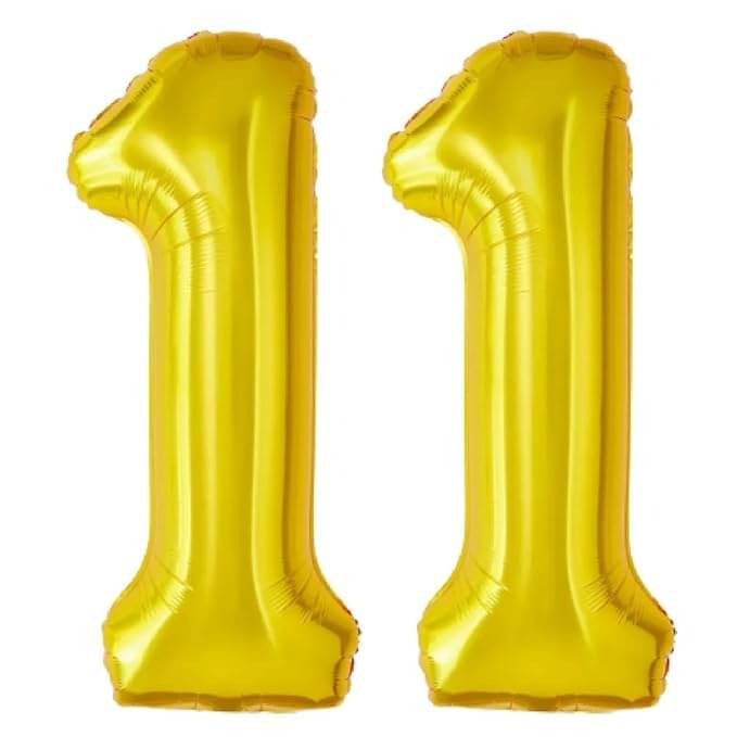     			Golden Number Foil Balloon-16-Inch – Ideal for Birthday Decor, Anniversaries, Parties, Weddings, Farewells – Personalize with Names or Custom Messages Using Number Balloons (Pack of 2) (Golden, 1 & 1)