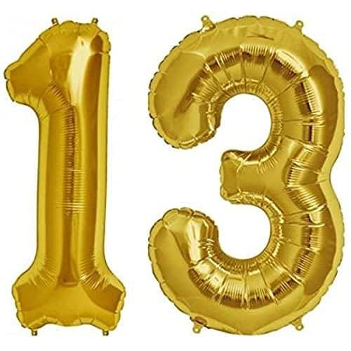     			Golden Number Foil Balloon-16-Inch – Ideal for Birthday Decor, Anniversaries, Parties, Weddings, Farewells – Personalize with Names or Custom Messages Using Number Balloons (Pack of 2) (Golden, 1 & 3)