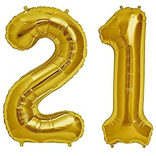     			Golden Number Foil Balloon-16-Inch – Ideal for Birthday Decor, Anniversaries, Parties, Weddings, Farewells – Personalize with Names or Custom Messages Using Number Balloons (Pack of 2) (Golden, 2 & 1)