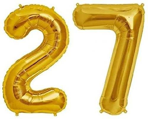     			Golden Number Foil Balloon-16-Inch – Ideal for Birthday Decor, Anniversaries, Parties, Weddings, Farewells – Personalize with Names or Custom Messages Using Number Balloons (Pack of 2) (Golden, 2 & 7)
