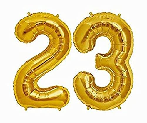     			Golden Number Foil Balloon-16-Inch – Ideal for Birthday Decor, Anniversaries, Parties, Weddings, Farewells – Personalize with Names or Custom Messages Using Number Balloons (Pack of 2) (Golden, 2 & 3)
