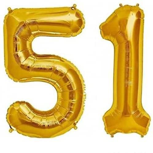     			Golden Number Foil Balloon-16-Inch – Ideal for Birthday Decor, Anniversaries, Parties, Weddings, Farewells – Personalize with Names or Custom Messages Using Number Balloons (Pack of 2) (Golden, 5 & 1)