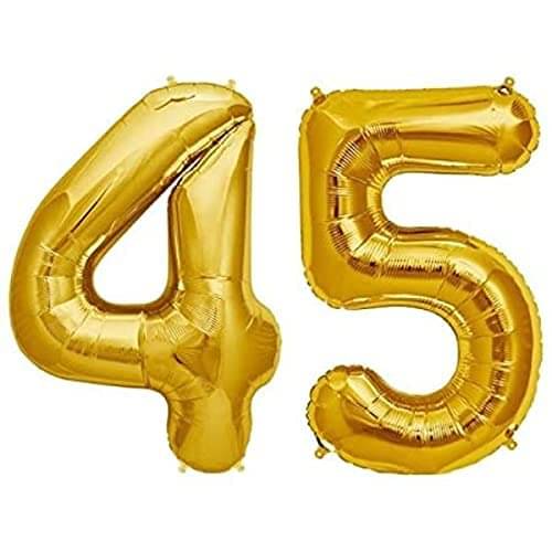     			Golden Number Foil Balloon-16-Inch – Ideal for Birthday Decor, Anniversaries, Parties, Weddings, Farewells – Personalize with Names or Custom Messages Using Number Balloons (Pack of 2) (Golden, 4 & 5)