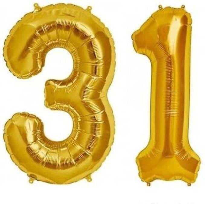     			Golden Number Foil Balloon-16-Inch – Ideal for Birthday Decor, Anniversaries, Parties, Weddings, Farewells – Personalize with Names or Custom Messages Using Number Balloons (Pack of 2) (Golden, 3 & 1)