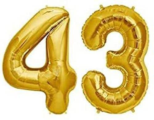     			Golden Number Foil Balloon-16-Inch – Ideal for Birthday Decor, Anniversaries, Parties, Weddings, Farewells – Personalize with Names or Custom Messages Using Number Balloons (Pack of 2) (Golden, 4 & 3)