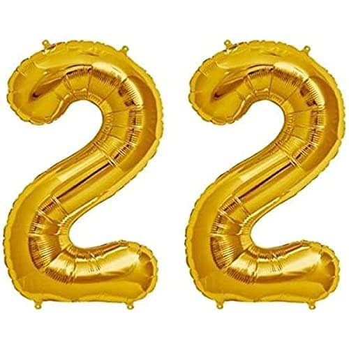     			Golden Number Foil Balloon-16-Inch – Ideal for Birthday Decor, Anniversaries, Parties, Weddings, Farewells – Personalize with Names or Custom Messages Using Number Balloons (Pack of 2) (Golden, 2 & 2)