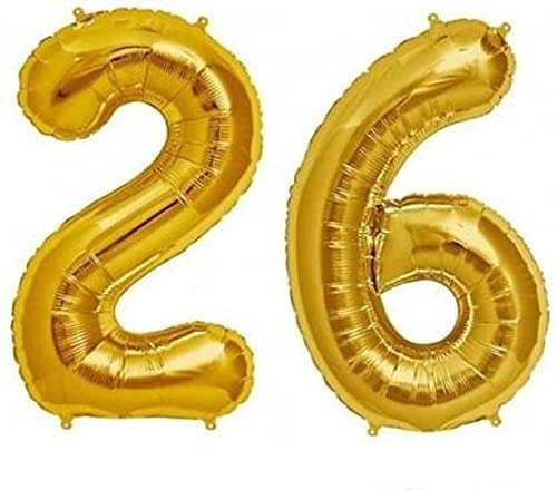     			Golden Number Foil Balloon-16-Inch – Ideal for Birthday Decor, Anniversaries, Parties, Weddings, Farewells – Personalize with Names or Custom Messages Using Number Balloons (Pack of 2) (Golden, 2 & 6)