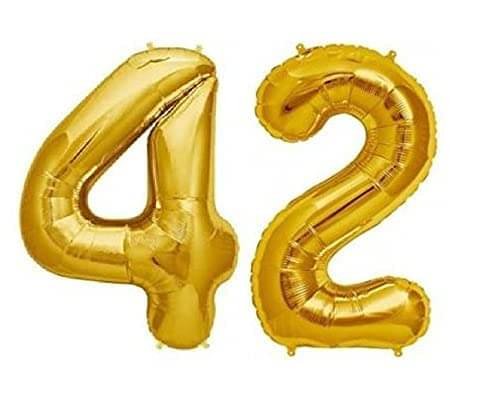     			Golden Number Foil Balloon-16-Inch – Ideal for Birthday Decor, Anniversaries, Parties, Weddings, Farewells – Personalize with Names or Custom Messages Using Number Balloons (Pack of 2) (Golden, 4 & 2)