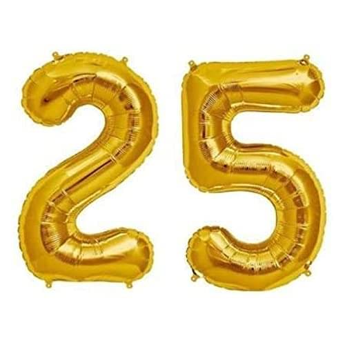    			Golden Number Foil Balloon-16-Inch – Ideal for Birthday Decor, Anniversaries, Parties, Weddings, Farewells – Personalize with Names or Custom Messages Using Number Balloons (Pack of 2) (Golden, 2 & 5)