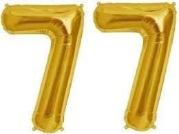     			Golden Number Foil Balloon-16-Inch – Ideal for Birthday Decor, Anniversaries, Parties, Weddings, Farewells – Personalize with Names or Custom Messages Using Number Balloons (Pack of 2) (Golden, 7 & 7)