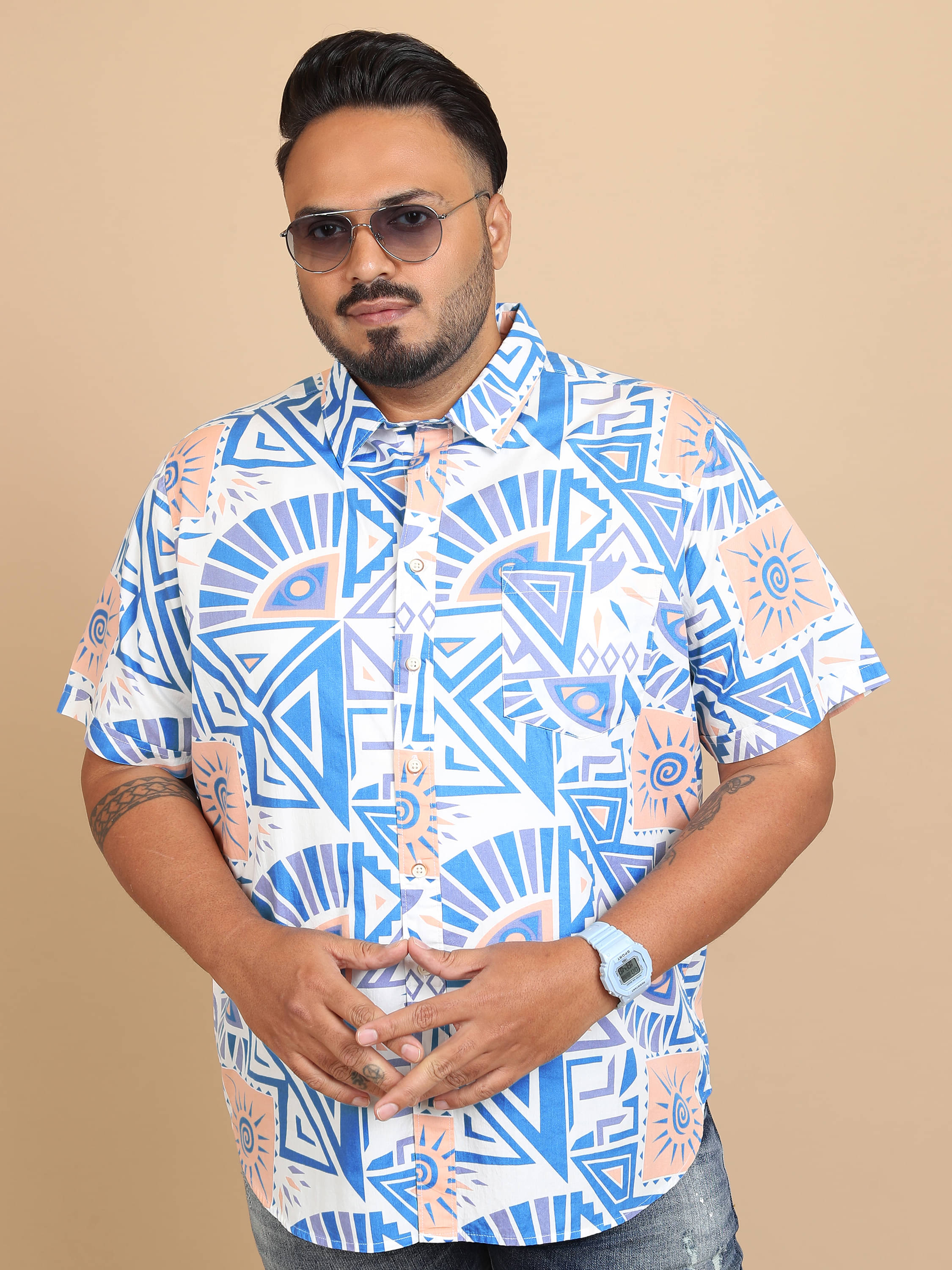     			Highlander 100% Cotton Regular Fit Printed Half Sleeves Men's Casual Shirt - Multicolor ( Pack of 1 )