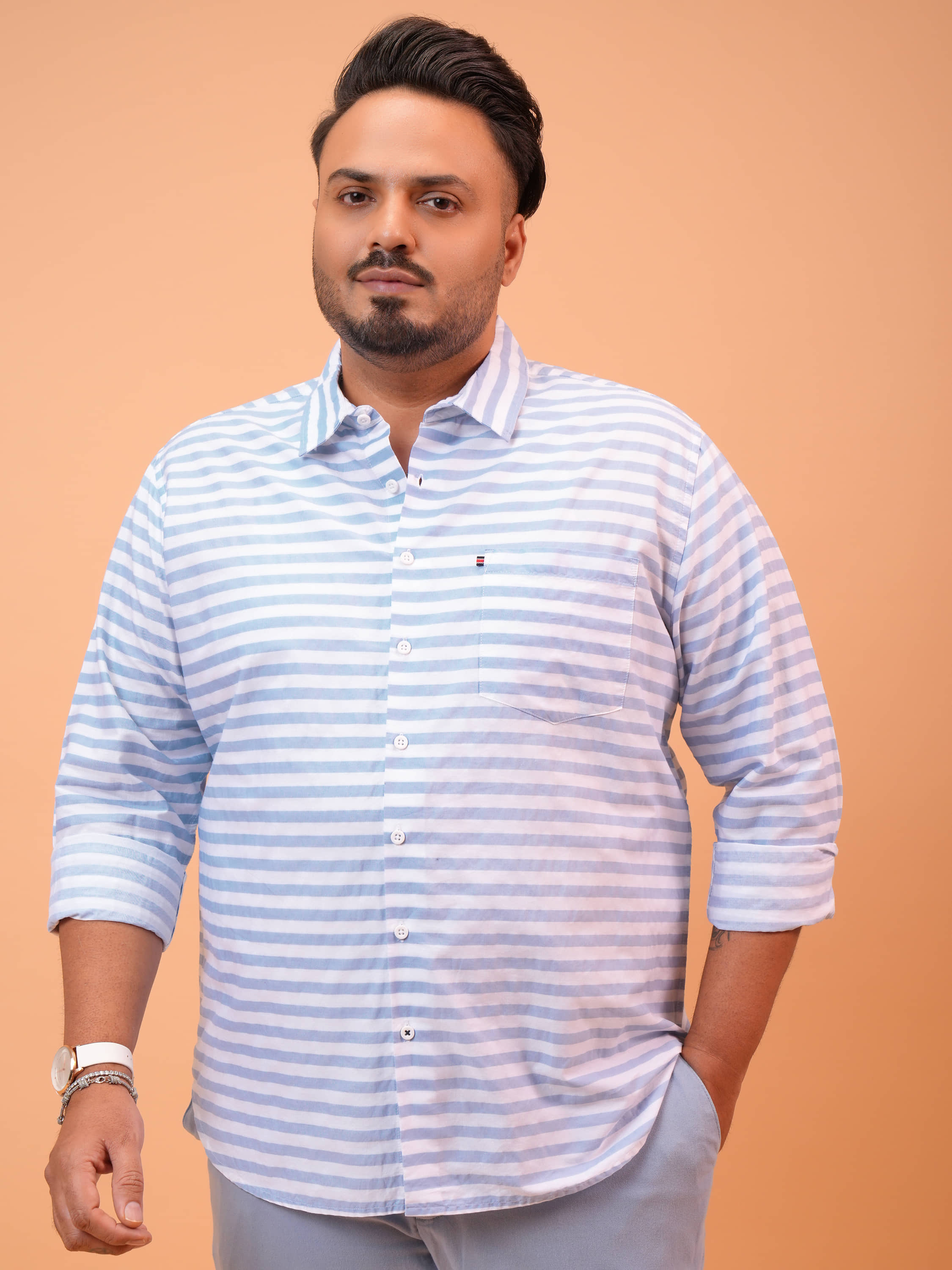 Highlander 100% Cotton Regular Fit Striped Full Sleeves Men's Casual Shirt - Multicolor ( Pack of 1 )