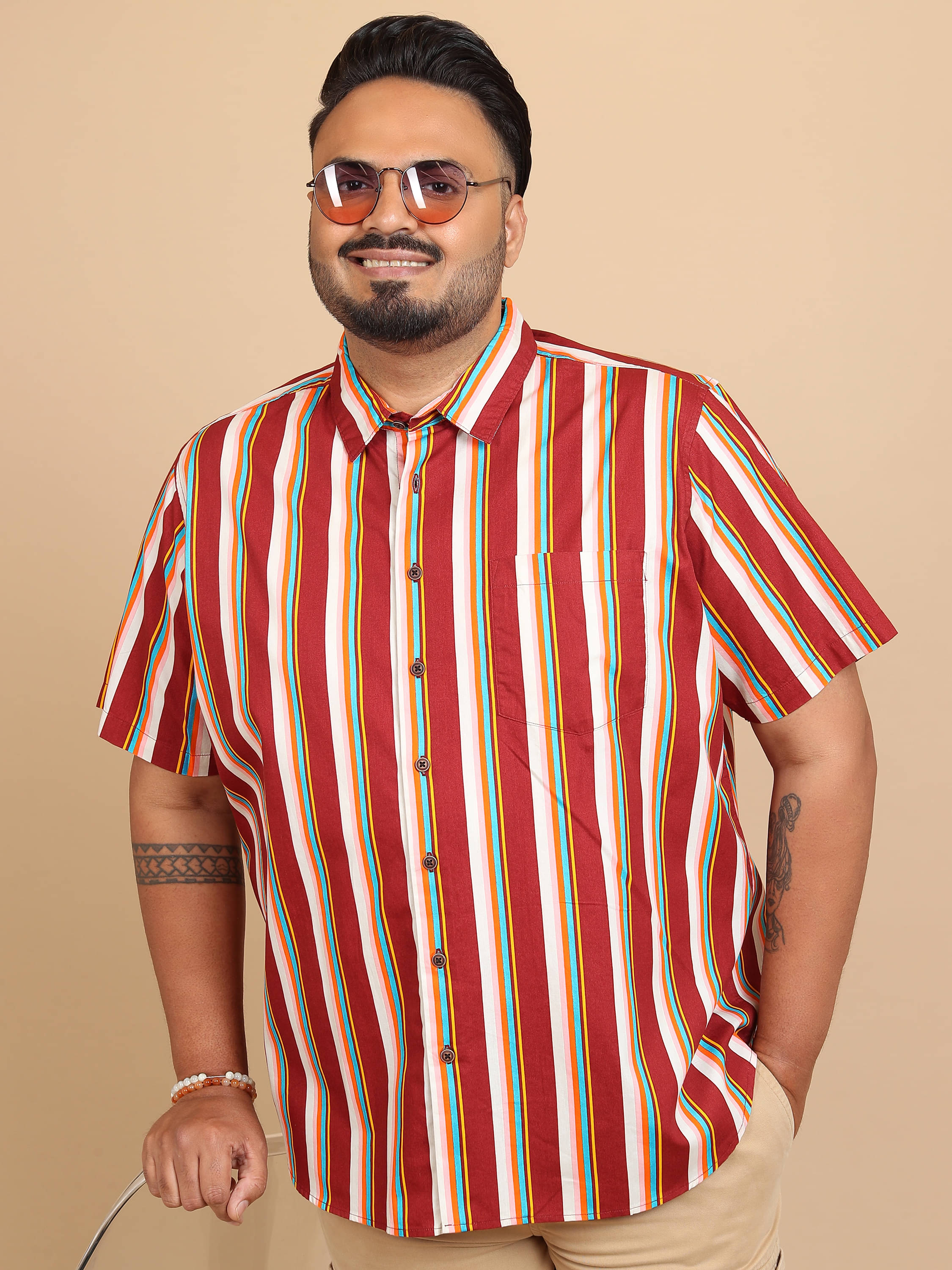 Highlander 100% Cotton Regular Fit Striped Half Sleeves Men's Casual Shirt - Maroon ( Pack of 1 ) Highlander 100% Cotton Regular Fit Striped Half Sleeves Men's Casual Shirt - Maroon ( Pack of 1 )