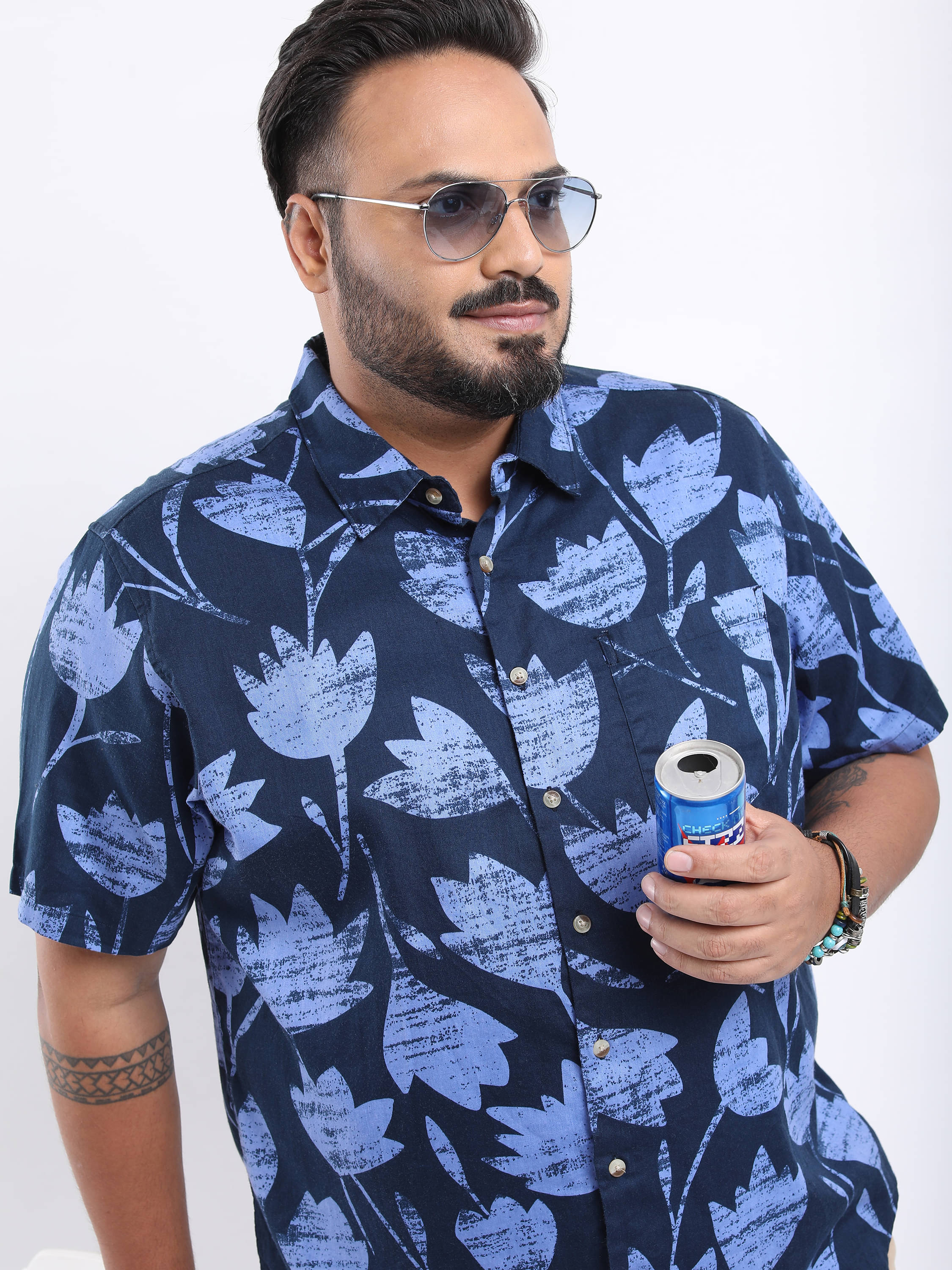     			Highlander 100% Cotton Slim Fit Printed Half Sleeves Men's Casual Shirt - Navy Blue ( Pack of 1 )