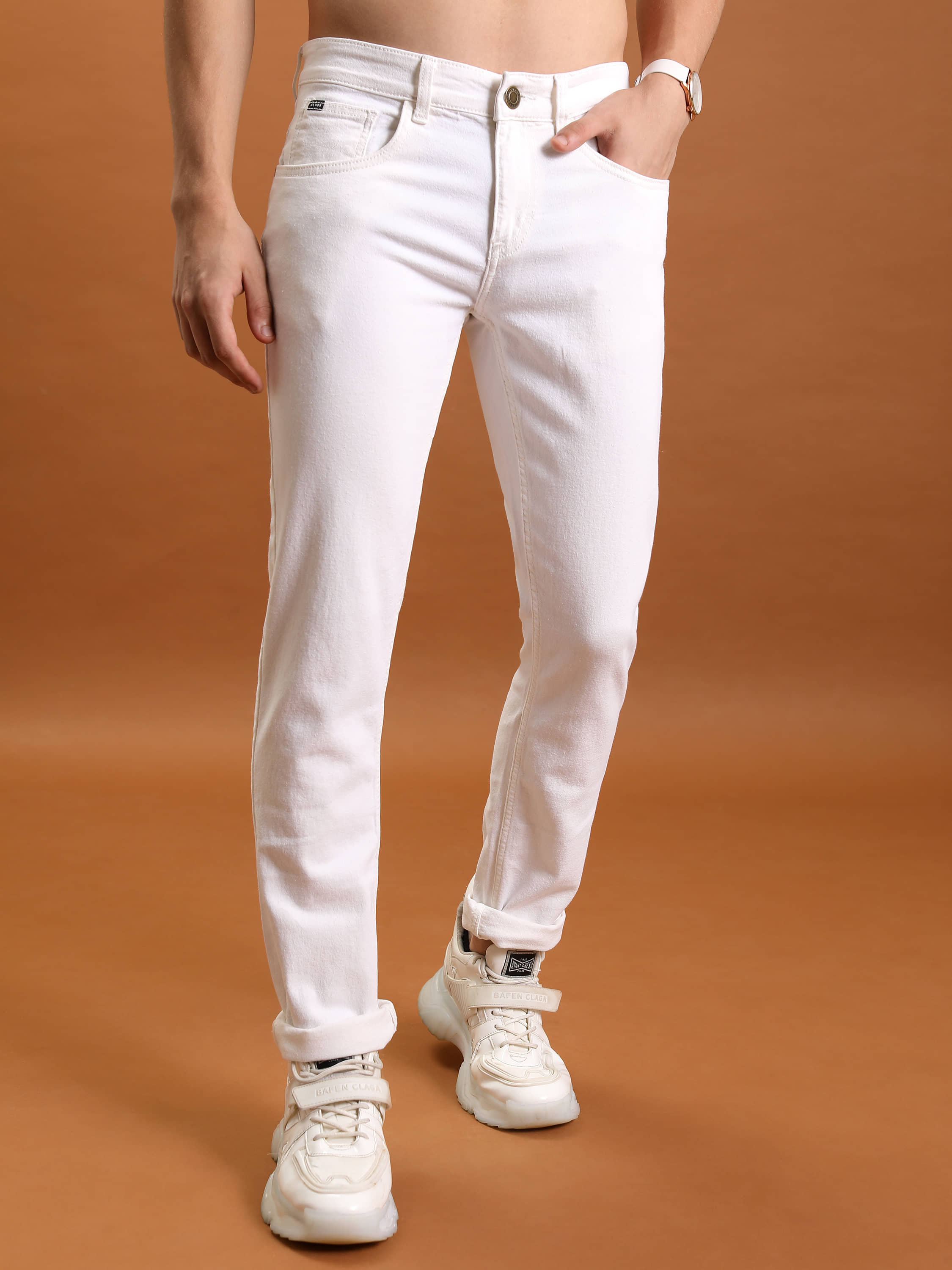 Highlander Regular Fit Solid Men's Jeans - White ( Pack of 1 ) - Jeans | Buy online on ZillyBuy