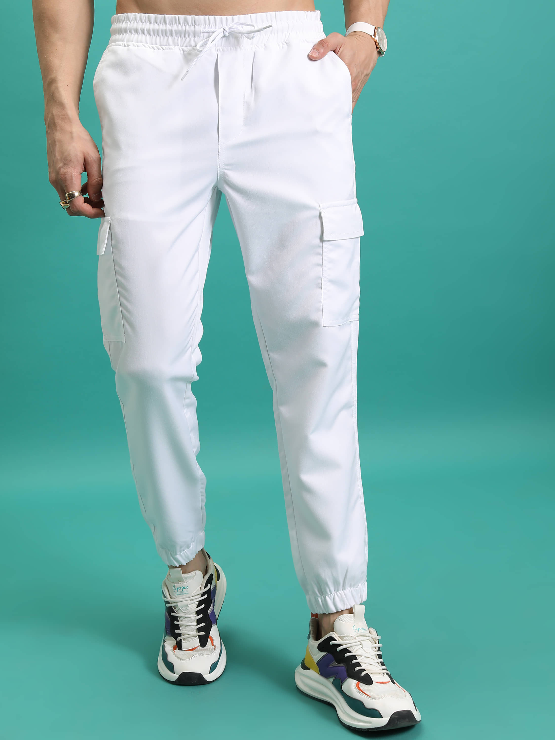 Highlander Regular Men's Cargos - White ( Pack of 1 ) - Trousers | Buy online on ZillyBuy