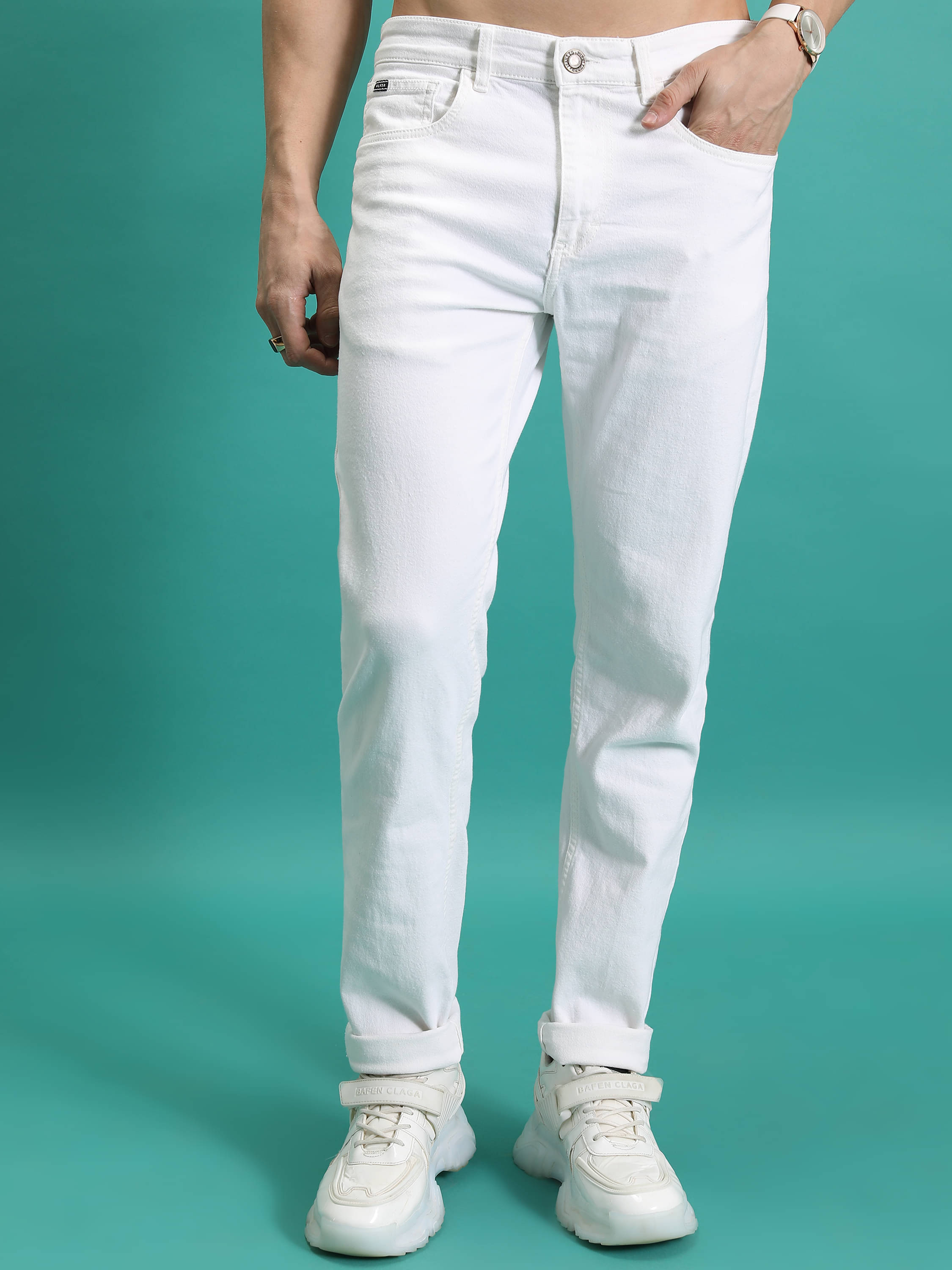     			Highlander Slim Fit Basic Men's Jeans - White ( Pack of 1 )