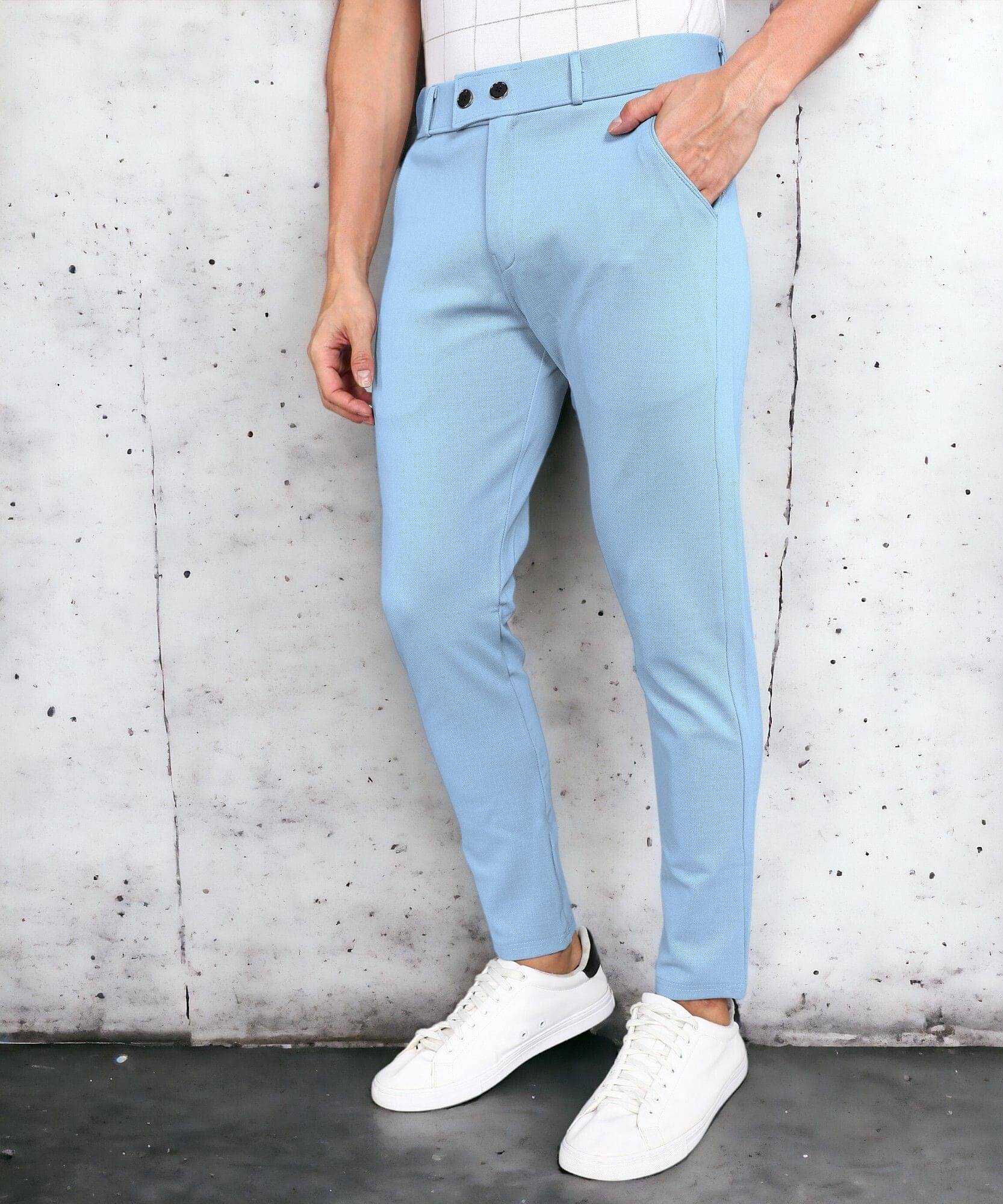     			INDICLUB Slim Men's Formal Trouser - Light Blue ( Pack of 1 )